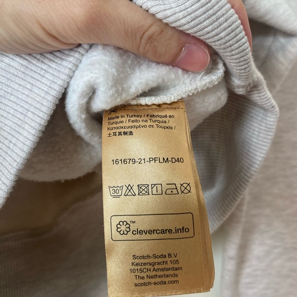 Scotch & Soda Boxy High Neck Utility Sweatshirt | Beige size Medium - Picture 5 of 5